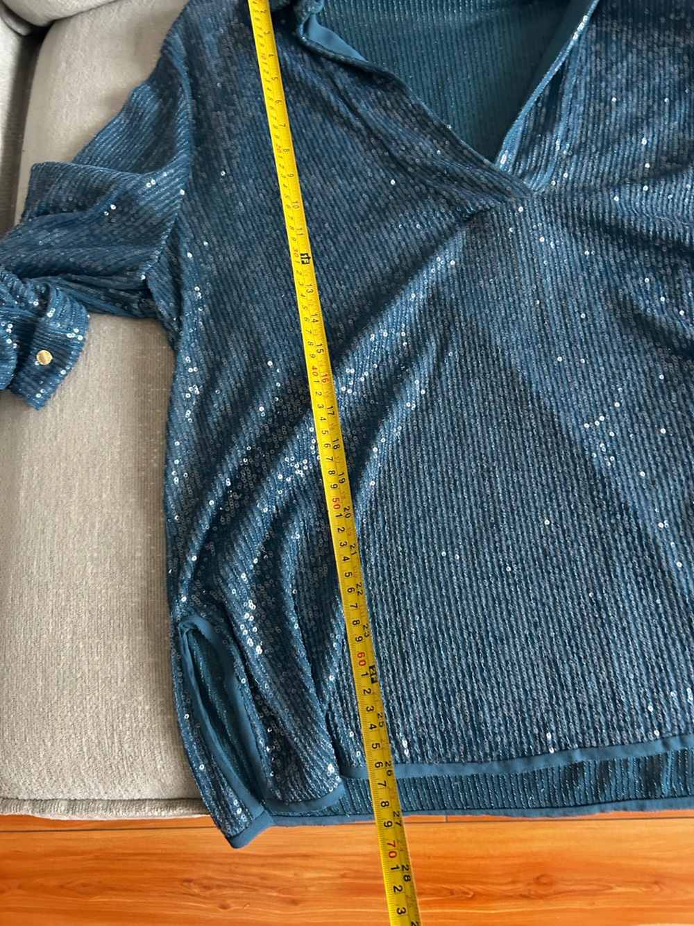Purification Garcia Blue Sequin Tunic Top Size XL Party Glam - Picture 10 of 16